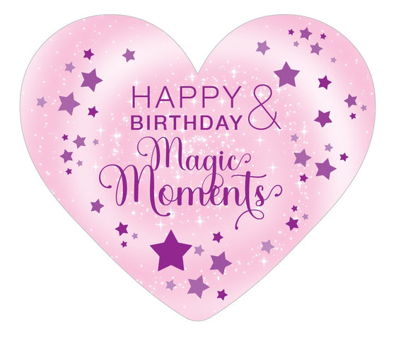 Herzkarte 21,5 x 18,5 cm - Happy Birthday & Magic Moments