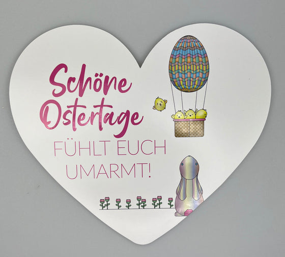 Herzkarte 21,5 x 18,5 cm - Schöne Ostertage - fühlt euch umarmt!