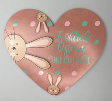  Herzkarte 21,5 x 18,5 cm - Fröhliche Ostern und liebe Grüße!